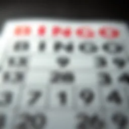 A detailed view of a bingo card filled with numbers