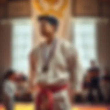 A medal ceremony highlighting the achievement of a judoka