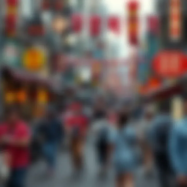 A bustling city street during a public holiday in South Korea