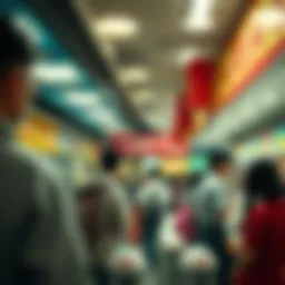 A captivating view of a bustling lottery booth in South Korea