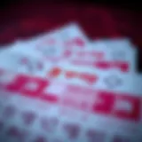 A close-up of lottery tickets showing 3rd place winnings