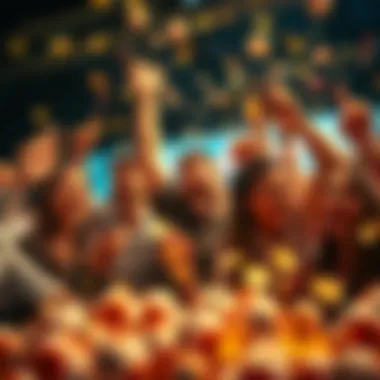 An abstract view of individuals celebrating a lottery win