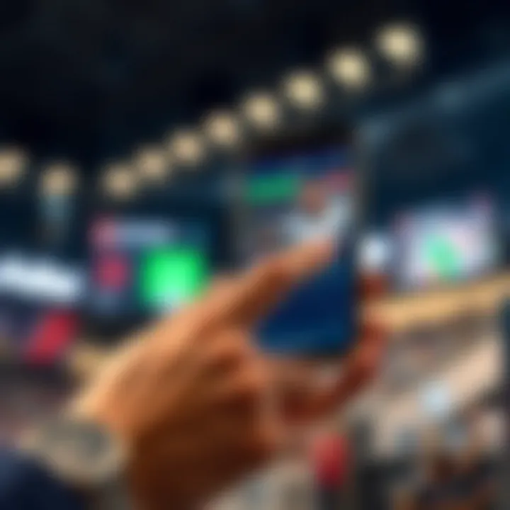 A user interacting with a mobile betting application, showcasing the modern interface.