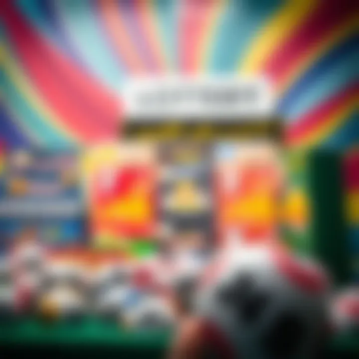 Variety of lottery games displayed on a vibrant background