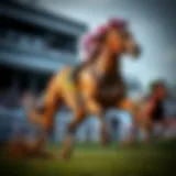 A majestic racehorse in full gallop showcasing its power