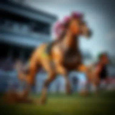 A majestic racehorse in full gallop showcasing its power