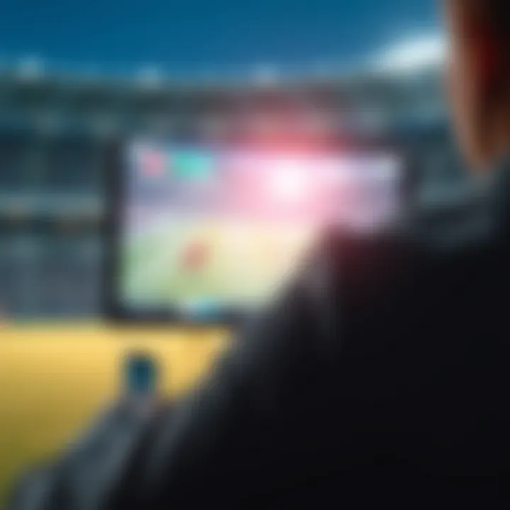 A detailed view of a soccer match being streamed on a digital device
